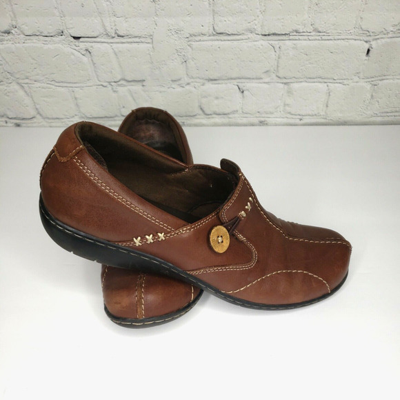 Clarks Bendables Sixty Delta Loafer Womens 9.5M. Brown Leather Slip Ons 35063‎ - Picture 1 of 8